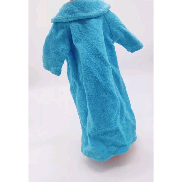 Vintage 1960s? Barbie Mod? Clone? Blue Long Robe Housecoat Jacket Silver Snaps - Picture 4 of 10